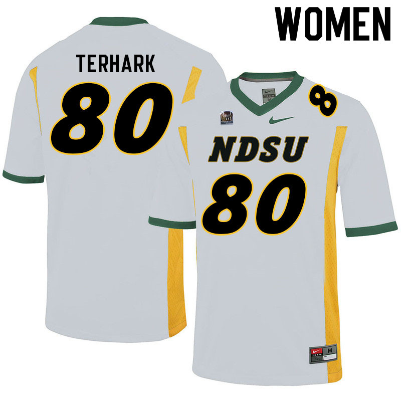 Women #80 Tyler Terhark North Dakota State Bison College Football Jerseys Sale-White - Click Image to Close